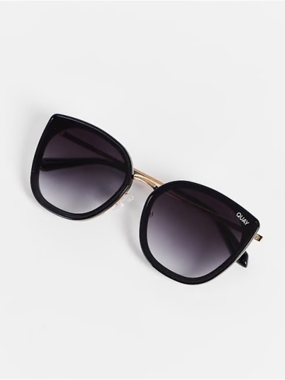 Quay Australia Black Cat Eye Sunglasses with Gold Bridge